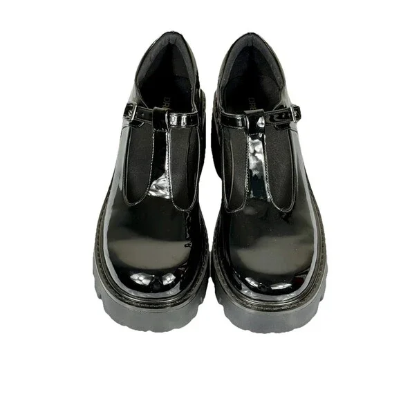Dream Pairs Chunky Platform Mary Jane Shoes Black Patent Lug Sole 8.5 - Picture 2 of 12